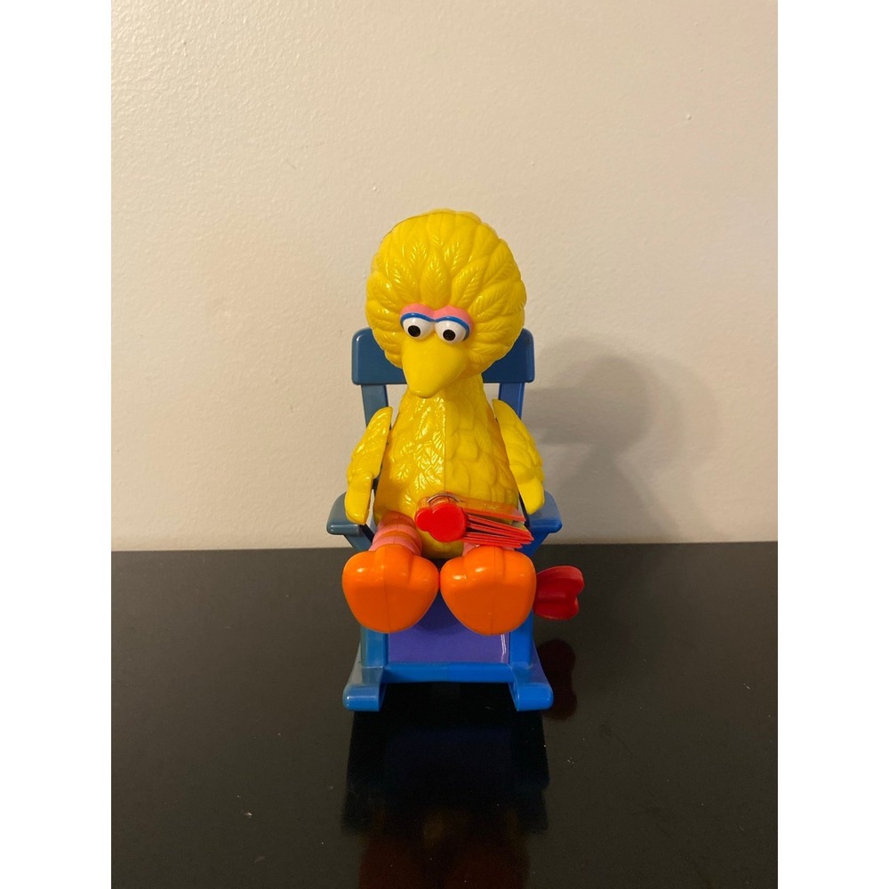 Retro 1980s Sesame Street Illco Big Bird Wind Up‎ Rocking Chair Toy